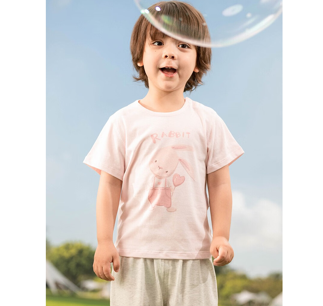 aqpa 儿童短袖T恤纯棉上衣春夏宝宝衣服内搭打底萌 动物家族 80cm 26元（需用