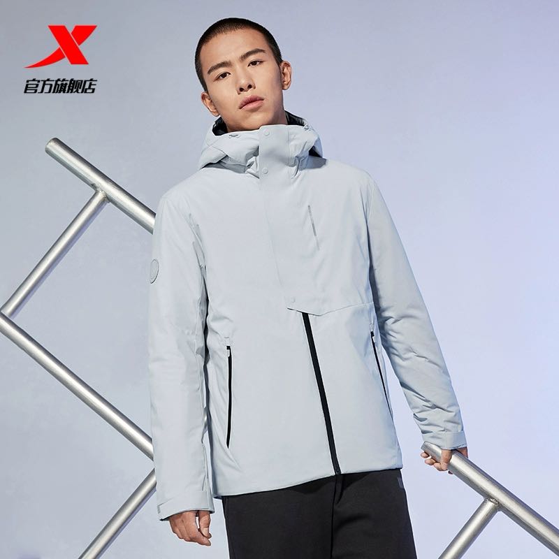 XTEP 特步 三防|羽绒服男2023冬季有暖气石墨烯保暖连帽鹅绒运动外套 419元（