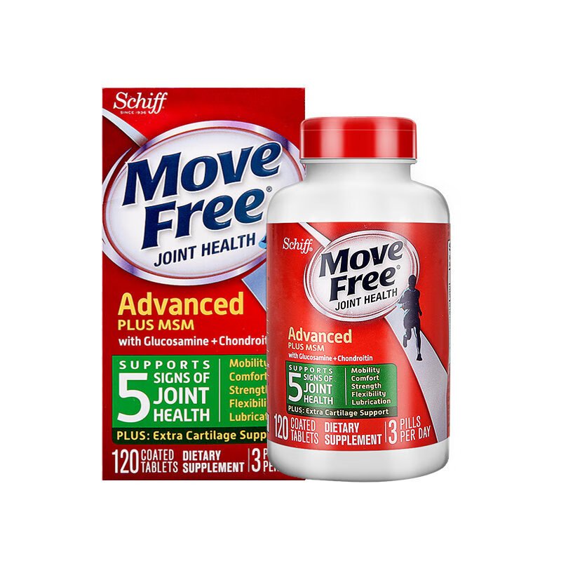 Move Free 益节 维骨力氨糖软骨素MSM加钙氨基葡萄糖 经典绿瓶120粒*氨糖软骨素