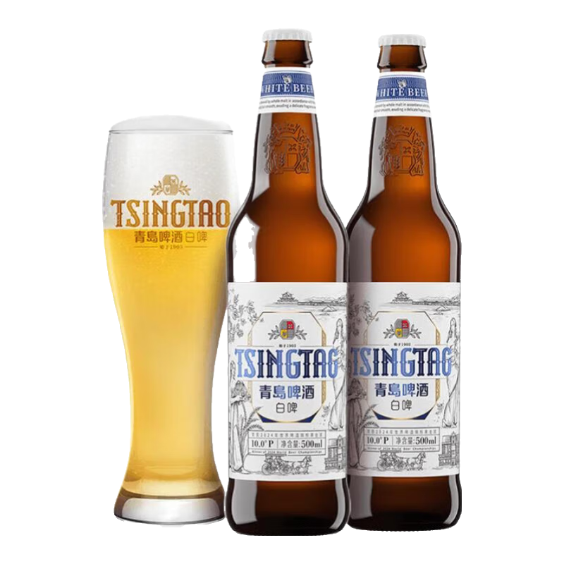 TSINGTAO 青岛啤酒 精酿全麦白啤500mL*12瓶（2件赠白啤330ml*6罐） 50.6元（需买2
