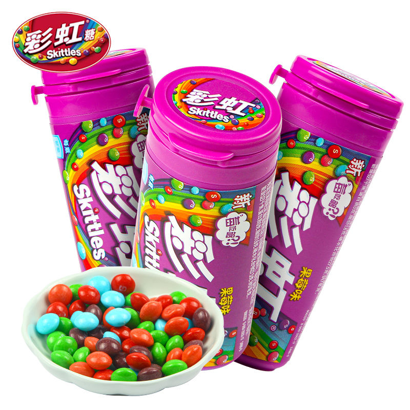 Skittles 彩虹 糖30g*4瓶装原果味酸味糖果休闲零食送女友 12.08元