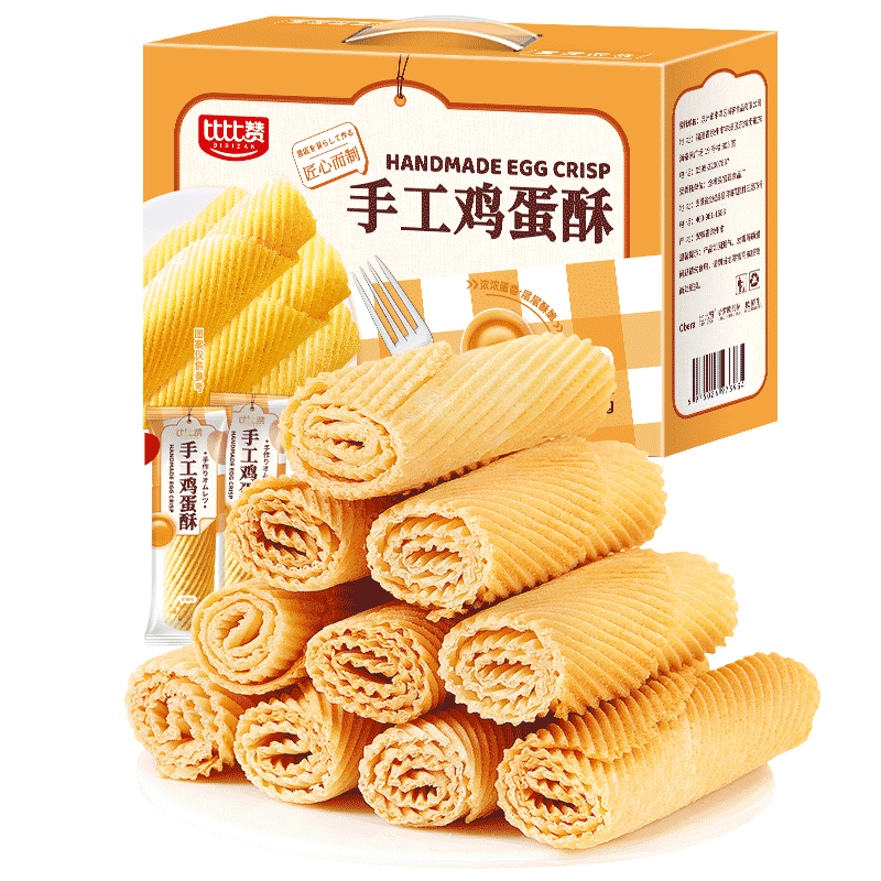 PLUS会员、概率券、需首购：比比赞 手工鸡蛋酥 520g/箱 10.74元 (需用券)