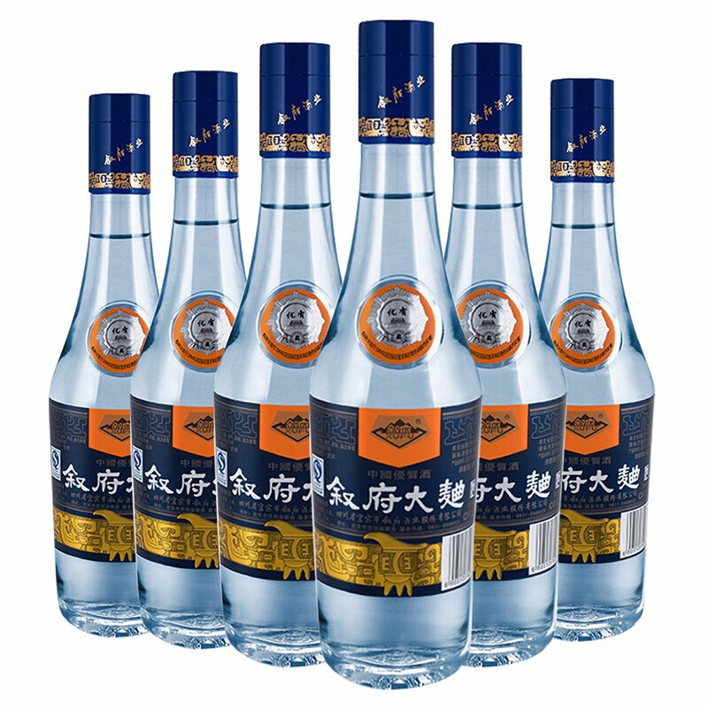 XUFU 叙府 大曲 蓝标 浓香型白酒 52度 500ml*6瓶 整箱装 纯粮食酒 238元