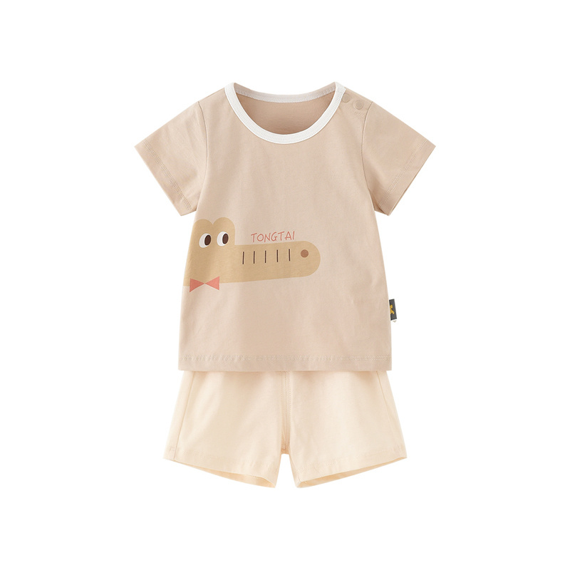 88VIP：Tongtai 童泰 夏季薄款婴儿衣服儿童宝宝休闲外出纯棉圆领肩开短袖套装 30.72元（需买3件，需用券）