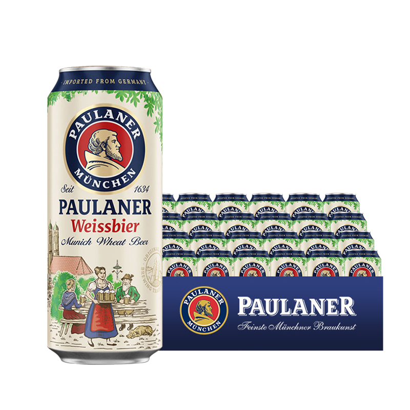 PAULANER 保拉纳 德国进口paulaner柏龙保拉纳小麦白啤500ml罐24瓶 143.6元