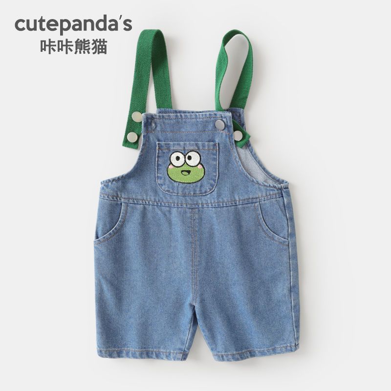 百亿补贴：cutepanda's 咔咔熊猫 儿童夏装牛仔背带裤短裤子 24.48元