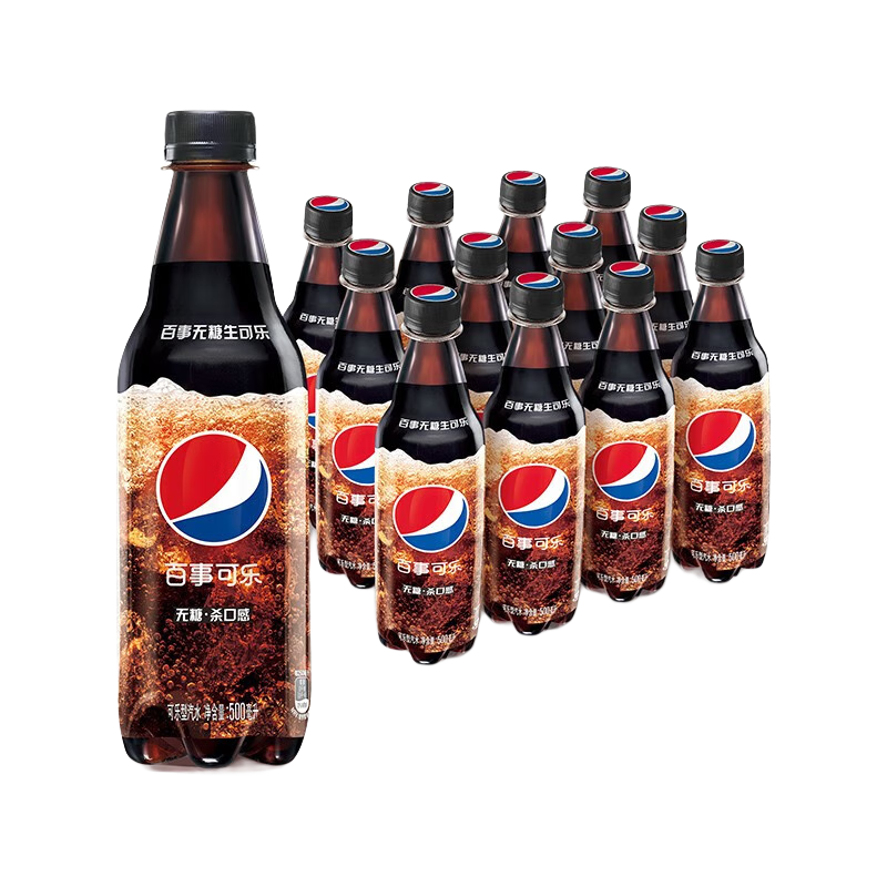 PLUS会员，京东百亿补贴： Pepsi百事可乐 无糖 生可乐 500ml*12中胶瓶 30.72元包