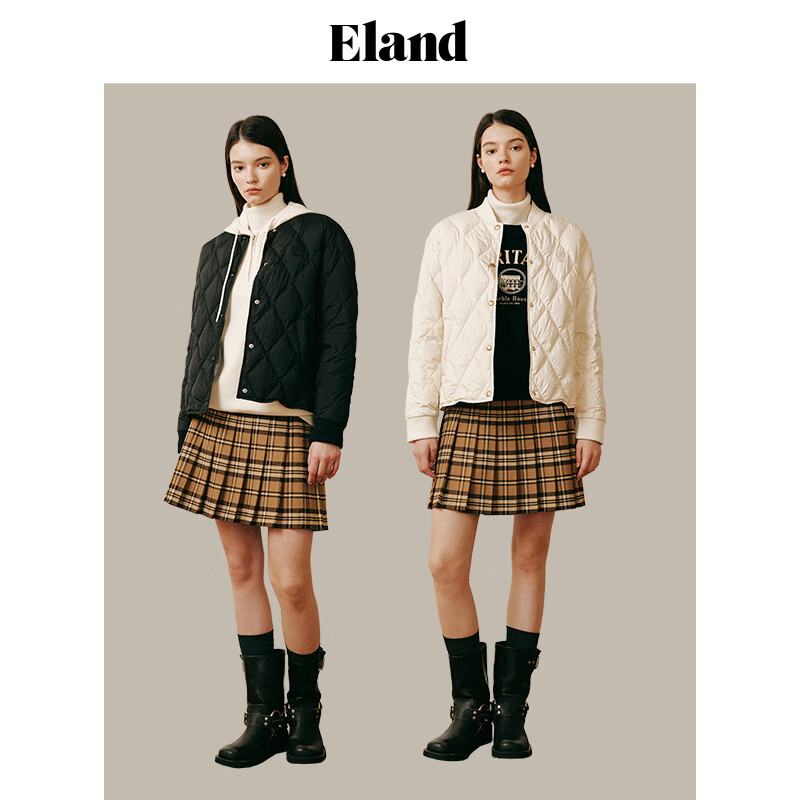 E·LAND 衣恋 女士羽绒服 美拉德短款轻便棒球服外套 532.55元