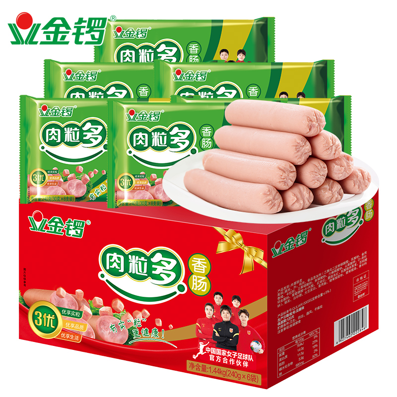 88VIP：JL 金锣 火腿肠肉粒多香肠礼盒装 240g*6袋 1440g 49.78元