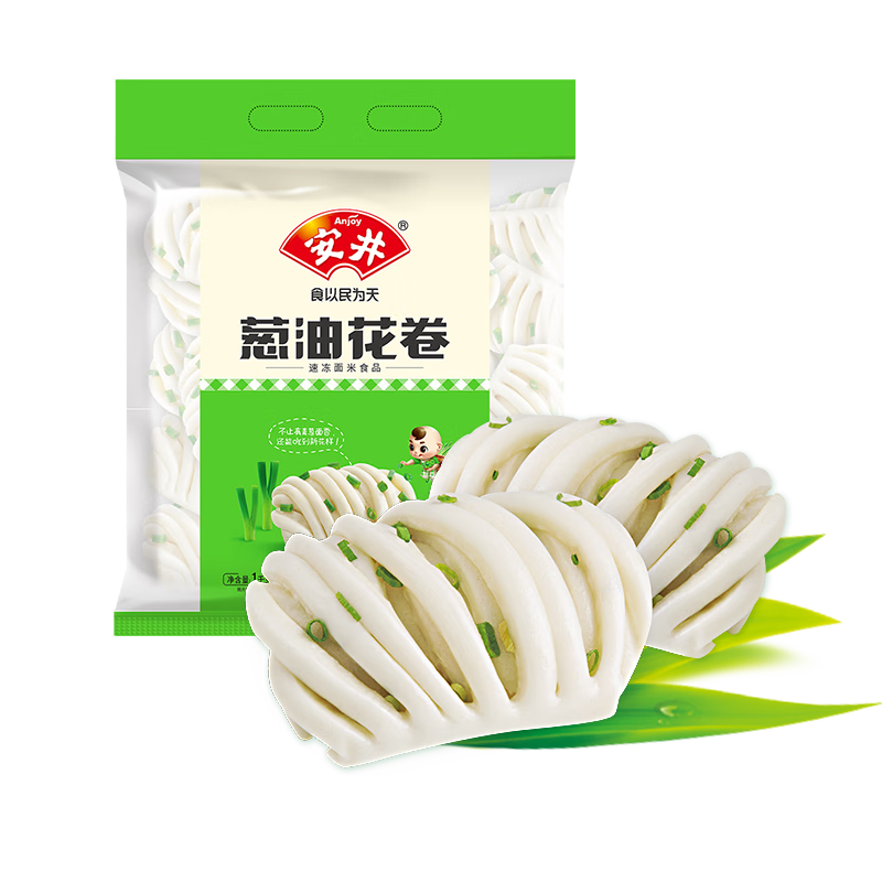 PLUS会员：Anjoy 安井 葱油花卷 1kg *5件 44.85元包邮（需用卷，合8.97元/件）