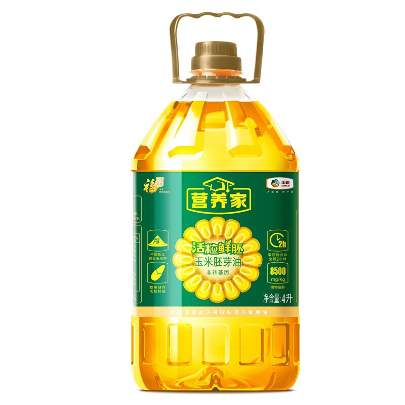 福临门 营养家系列 活粒鲜胚 玉米胚芽油 4L 44.9元