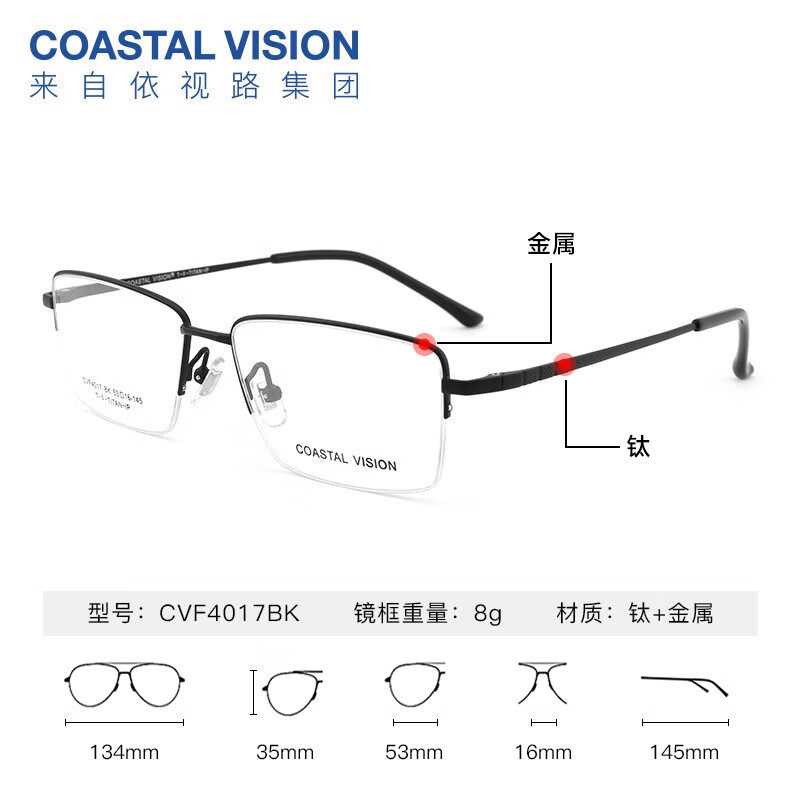 essilor 依视路 钻晶膜御防蓝光超薄镜片1.67折射率*2片 800度（钛框+原厂加工