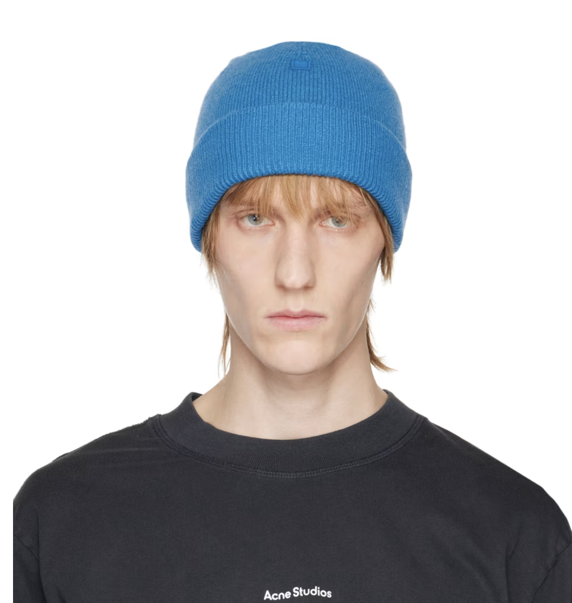 Acne Studios 宝石蓝男款羊毛针织帽 3折 $45（约323元）