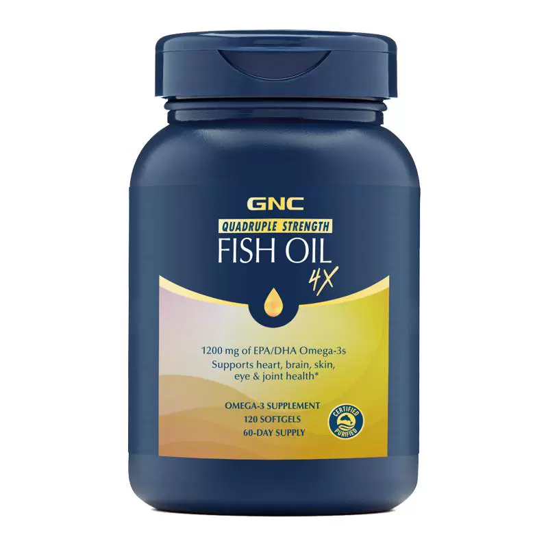 GNC 健安喜 四倍铂金深海鱼油 120粒omega3欧米伽软胶囊心脑眼健康 ￥107.35