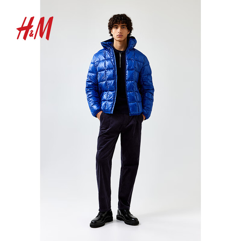 H&M 男装棉衣宽松连帽外套1169656 亮蓝色 79元 （需用券）