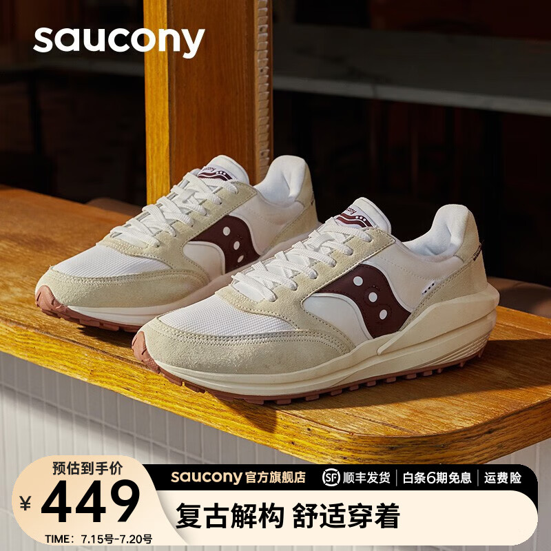 saucony 索康尼 复古休闲鞋男女同款夏季运动鞋子JAZZ RENEW吴念真 白枣红-1 40.5 