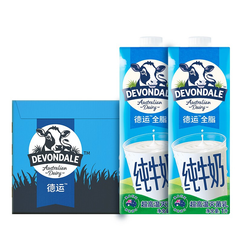 88VIP：DEVONDALE 德运 澳洲德运纯牛奶全脂儿童学生牛奶高钙奶200ml*24早餐奶 65.