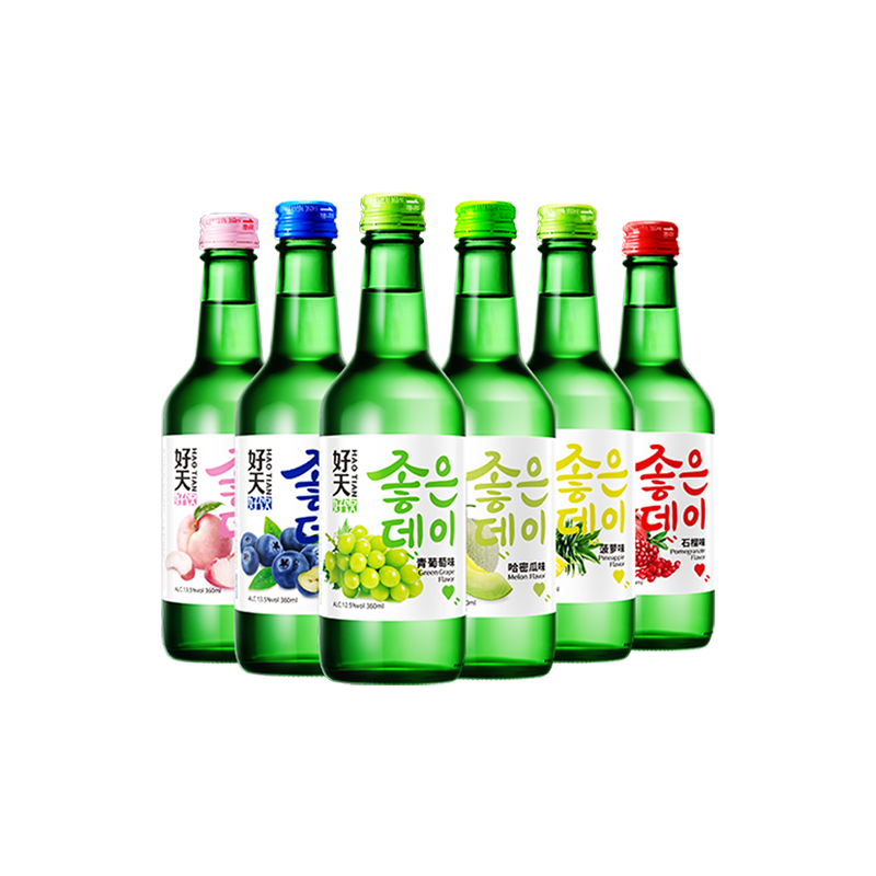 京东百亿补贴:好天好饮韩国烧酒 6种混合水果味 原瓶进口 360ml*6 整箱装 口