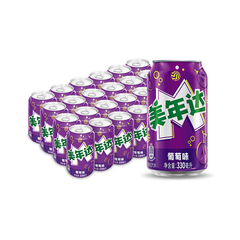 美年达 pepsi 百事 美年达葡萄味汽水 330ml*24听 ￥21.25