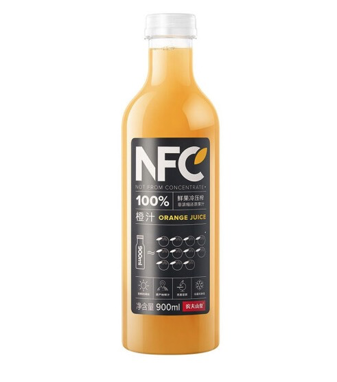 88VIP：NONGFU SPRING 农夫山泉 NFC100%橙汁900ml*1瓶 15.5元