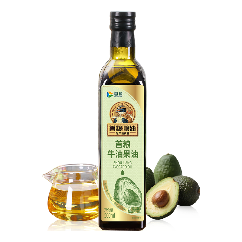 首粮 牛油果食用油辅食油低温冷榨 高烟点轻食热炒凉拌500ml*1瓶