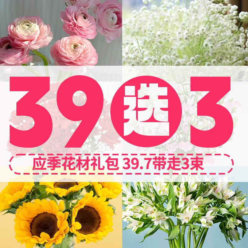 花点时间 玫瑰花鲜花向日葵小菊花束云南直发风铃花兰百合康乃馨 19.9元（