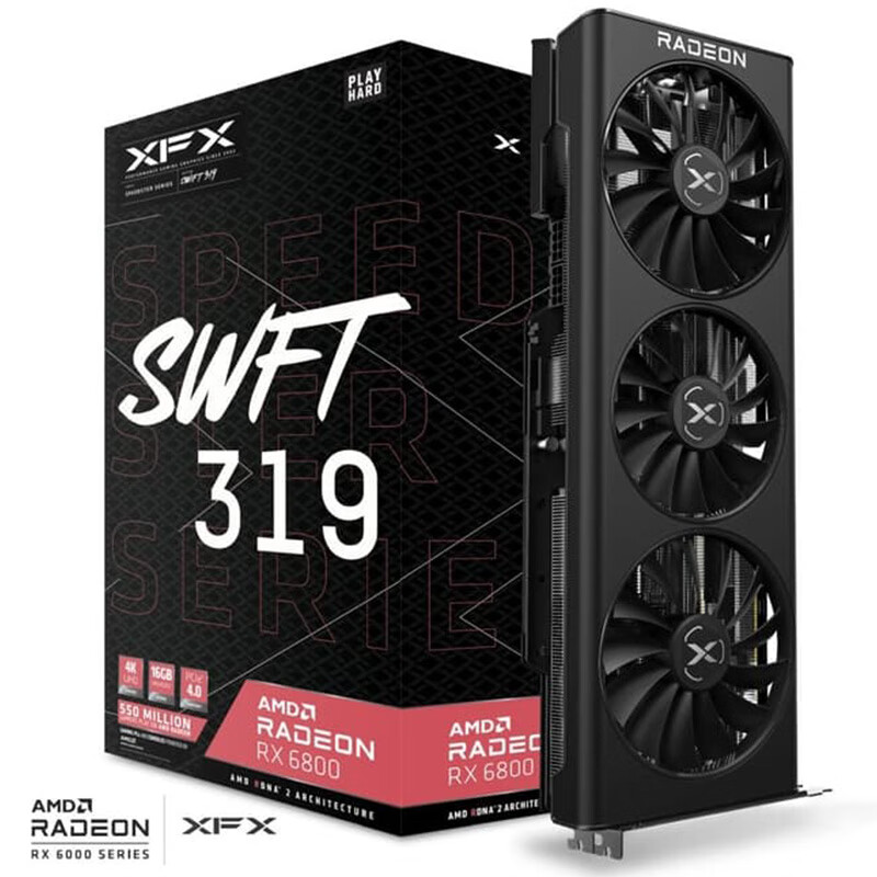 XFX 讯景 RX 6800 16GB 海外版OC 电脑游戏台式机独立显卡 2983.01元（需用券）