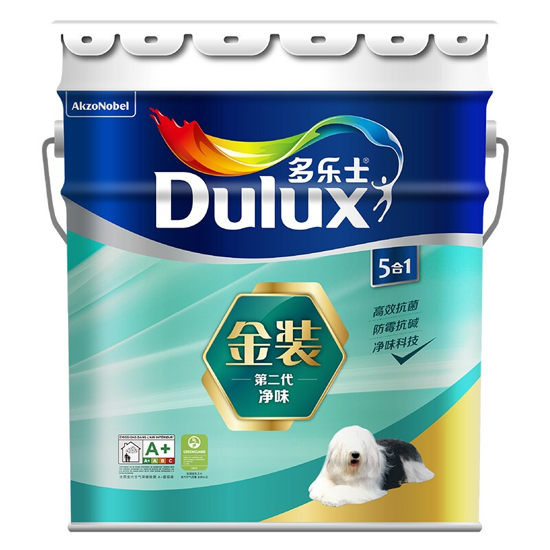 Dulux 多乐士 A8151 净味5合1墙面漆 18L 基础款 419.4元（需用券）