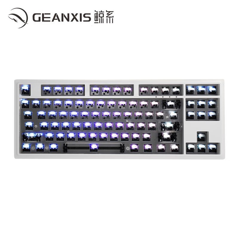 PLUS会员：GEANXIS 鲸系 GK50 87键 客制化三模机械键盘 月岩白 RGB 无轴无键帽 59