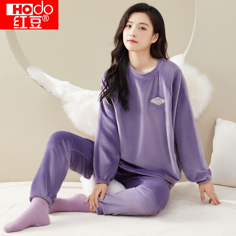 红豆居家 红豆 秋冬女士法兰绒睡衣套装 39.8元（需用券）