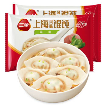 三全 上海风味大馅馄饨 菜肉口味 500g*2袋 38.9元（需用券）