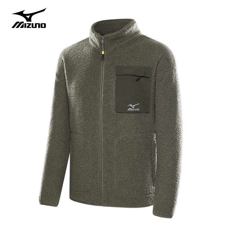 美津浓 抓绒衣男户外锋衣内胆夹克开衫外套 橄榄色 4XL 117.96元