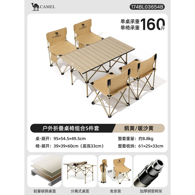骆驼 便携式 户外折叠桌套装 133.65元 - 线报酷
