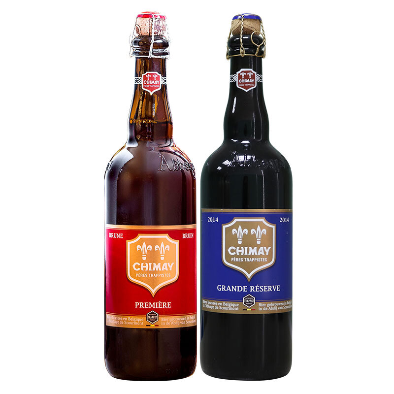 CHIMAY 智美 蓝帽/红帽 啤酒礼盒750ml*2瓶 修道院精酿 比利时进口 大瓶装 94元