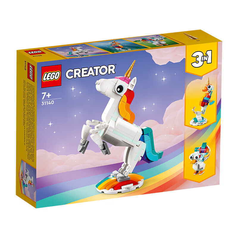 LEGO 乐高 Creator3合1创意百变系列 31140 神奇独角兽 75元