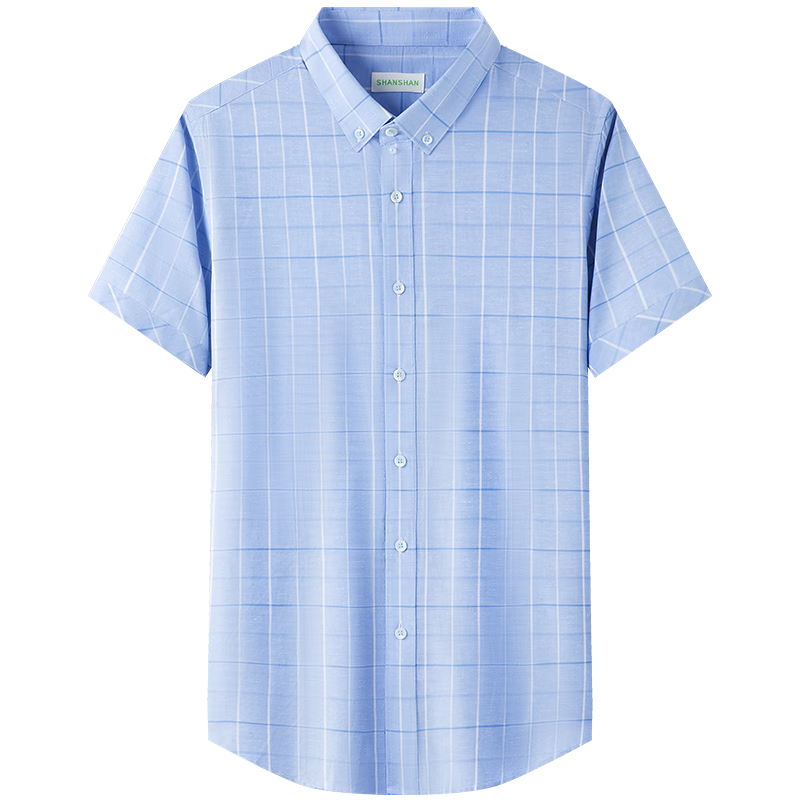 PLUS会员：SHANSHAN 杉杉 短袖衬衫男 浅蓝色 XC88141Q 41.56元包邮（需凑单，多重