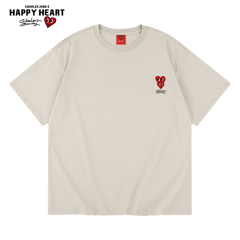 CHARLES JANG'S HAPPY HEART 查尔斯桃心 cleanfit 双心基础款纯棉T恤 428962T 59元包邮（