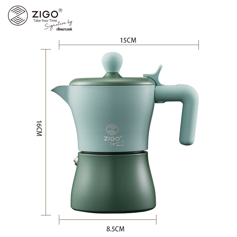 Zigo 法拉利摩卡壶意式咖啡壶户外露营阿米尔3杯份青绿色 85元（需用券）