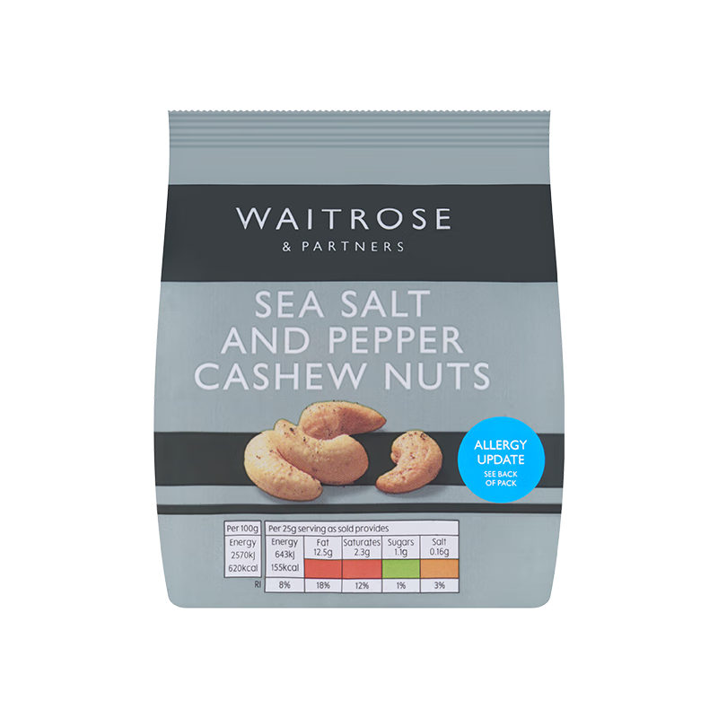 PLUS：Waitrose海盐胡椒腰果仁150g/袋（英国原装进口） 24.88元plus包邮（合8.29元