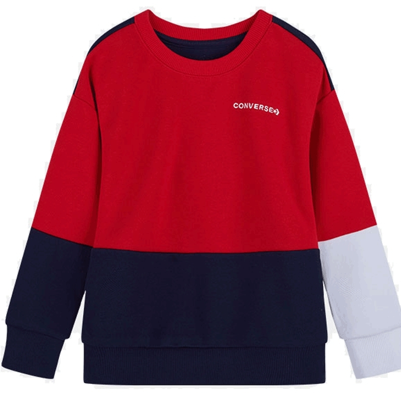 CONVERSE 匡威 儿童装2021新款中大童拼接圆领红色卫衣男童 108.3元（需用券）