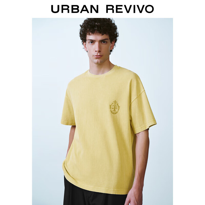 URBAN REVIVO UR2024夏季新款男装休闲撞色印花舒适棉质短袖T恤UML440108 179元（需