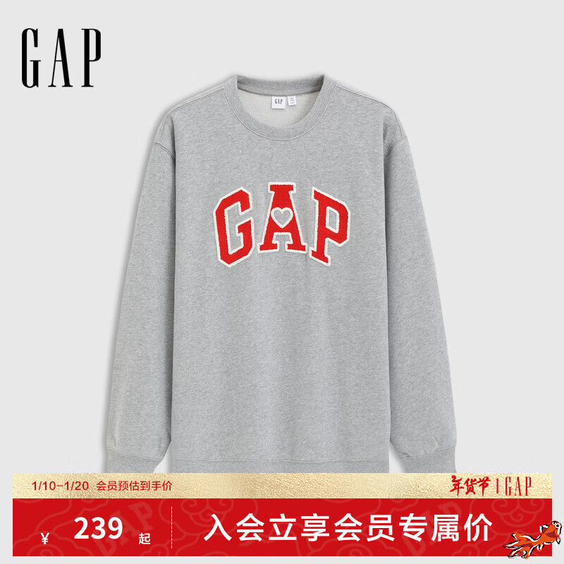 Gap 男士法式圈织爱心刺绣logo卫衣 721023 117.55元（需用券）