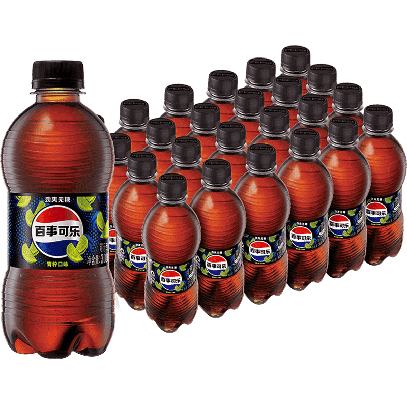 pepsi 百事 可乐无糖青柠味碳酸饮料300ml24瓶 24.76元