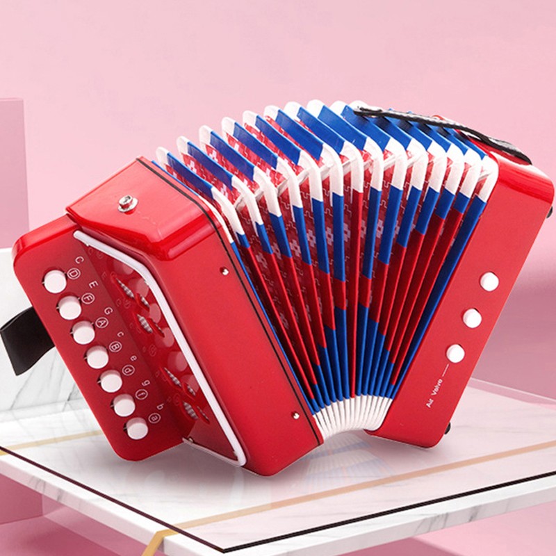 阿萨斯 儿童7键手风琴乐器玩具音乐玩具早教音乐启蒙节日生日礼物红色 119