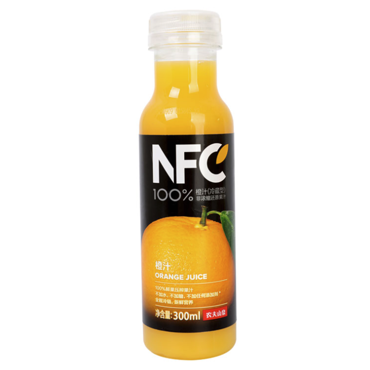 NONGFU SPRING 农夫山泉 NFC果汁饮料（冷藏型）100%鲜果压榨橙汁 300ml*4瓶 20.87元