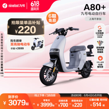 Ninebot 九号 电动A80+智能电动自行车新国标 ￥3079