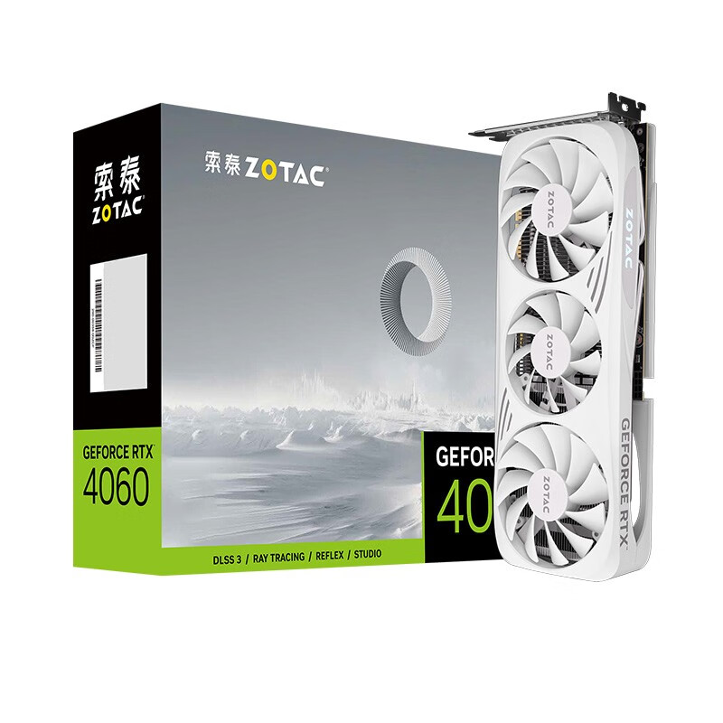 PLUS会员：ZOTAC 索泰 GeForce RTX 4060 OC 显卡 8GB 月白 2043.38元