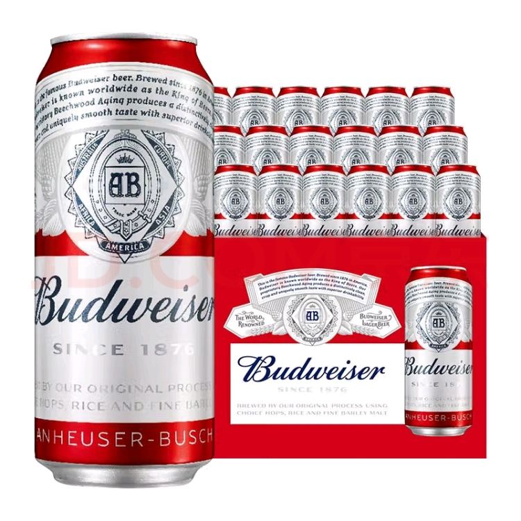 Budweiser 百威 红罐 淡色拉格 小麦啤酒 450ml*20罐 72.23元（需用券）