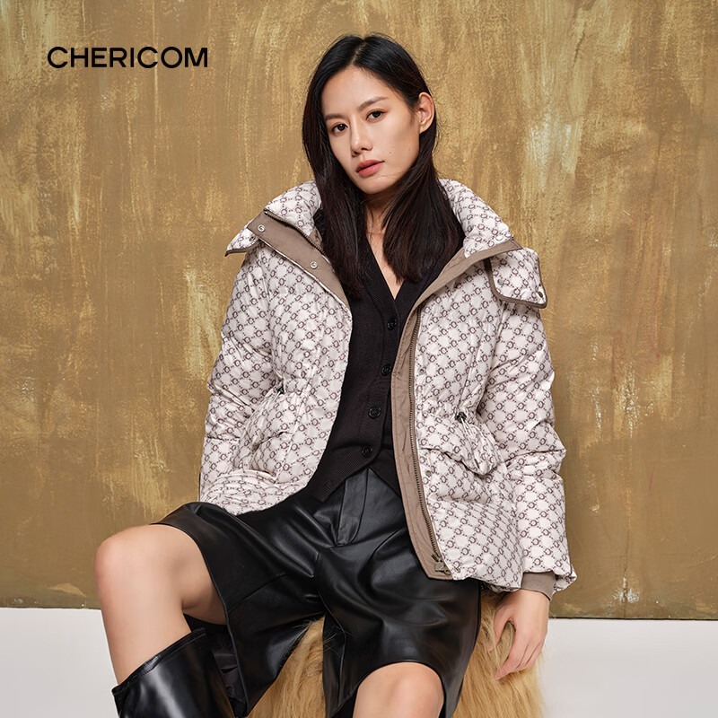 千仞岗 秋冬季女士羽绒服立领连帽防寒服百搭休闲时尚潮流气质保暖外套 lo