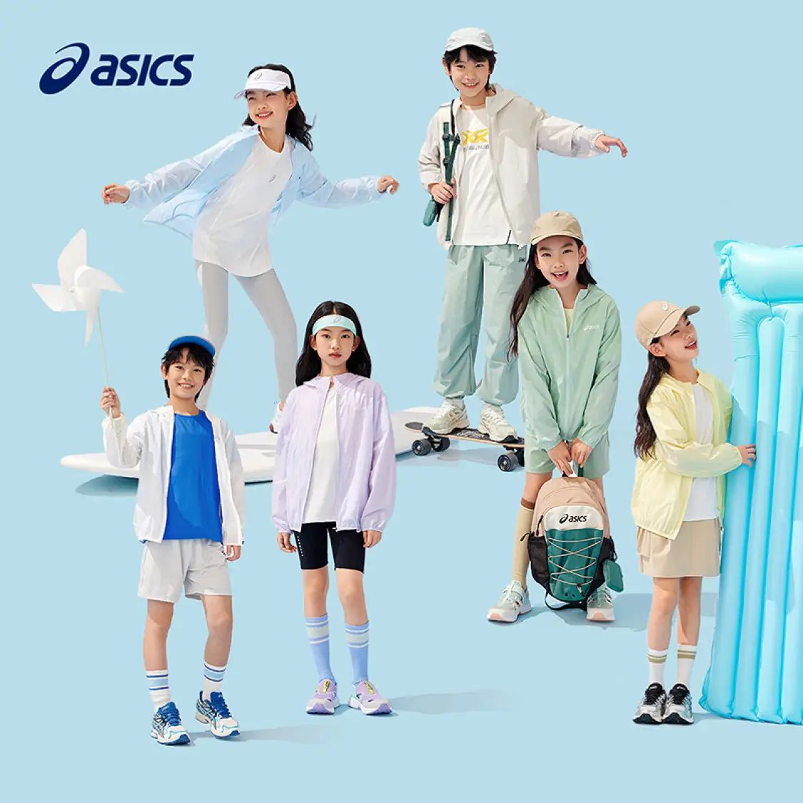 ASICS 亚瑟士 童装25年夏男女UPF50+冰蝉翼梭织防晒服 79元（需用券）